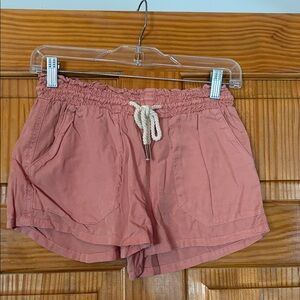 High Waist Pink Shorts with Drawstring